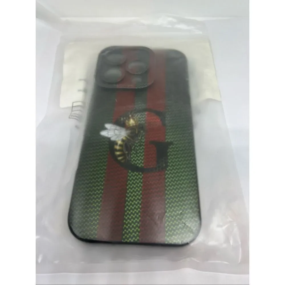 iPhone 16 Pro Luxury Bee Crown Case Stripe Designer Style Protective Cover